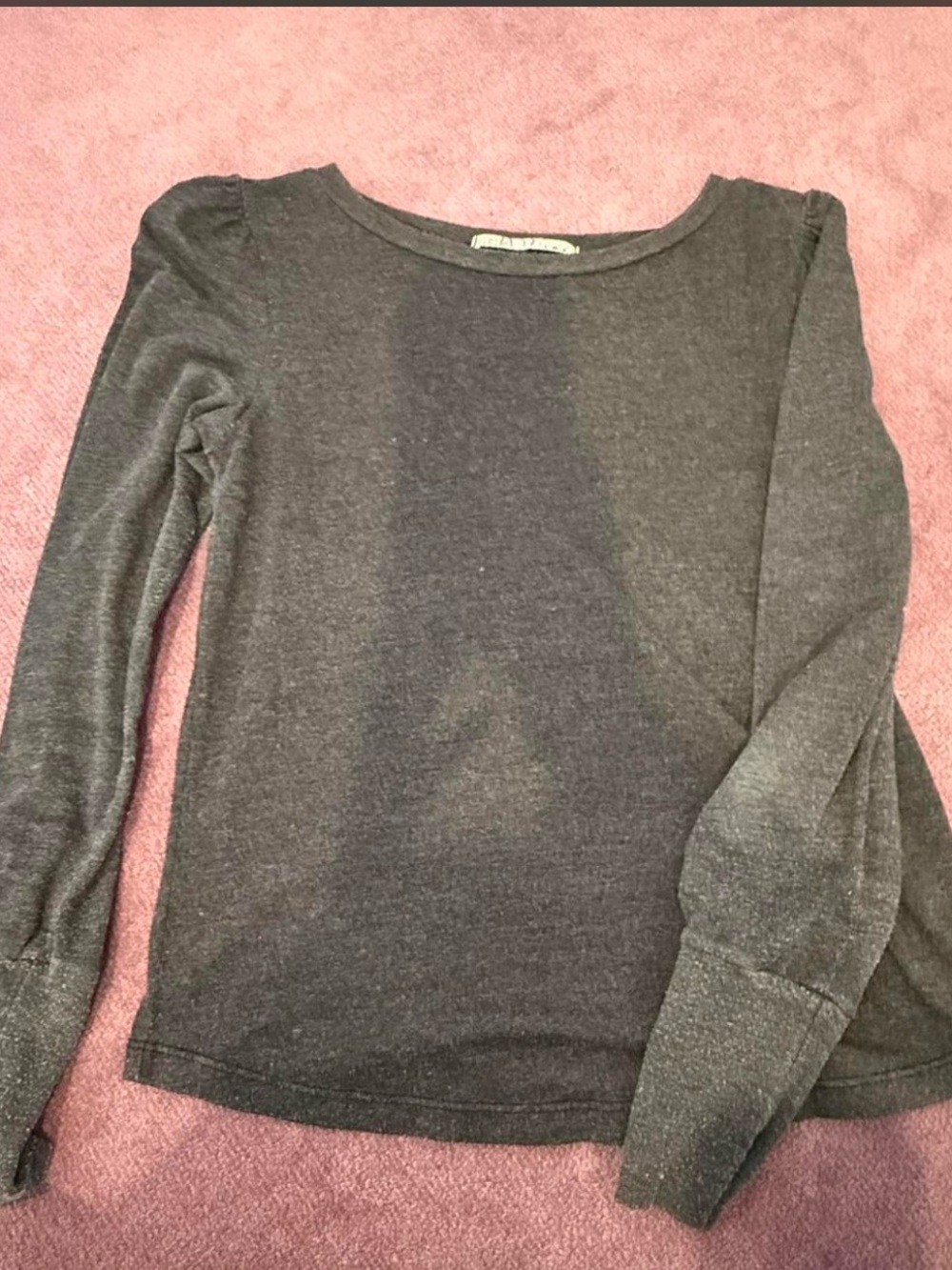 Women's Long Sleeve Scoop Neck Top - Charcoal